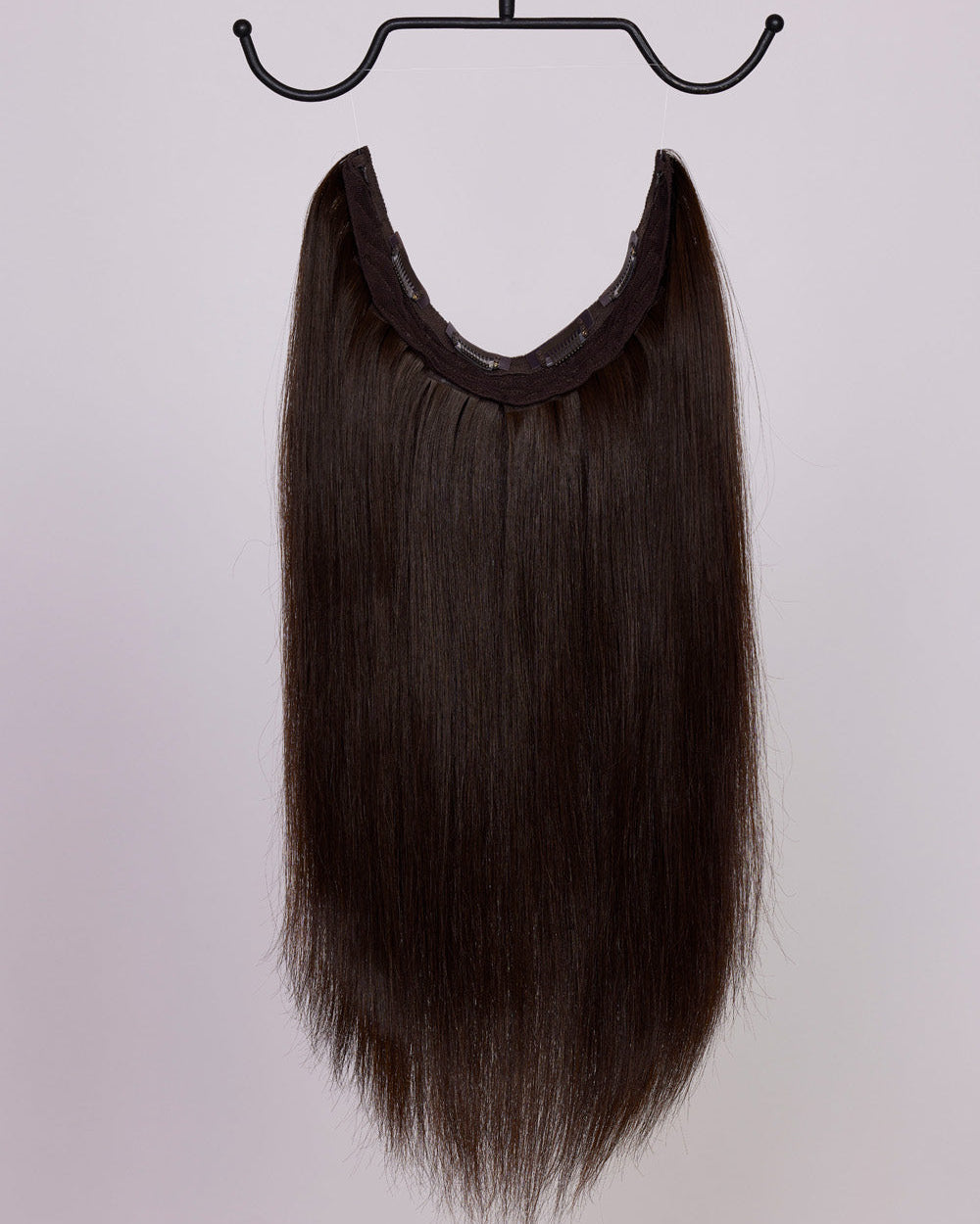 BHBD Hårband: Mörkbrun, 40 cm långt. 100% äkta Remy hår. Kan användas som clip-on, halo eller ponytail.